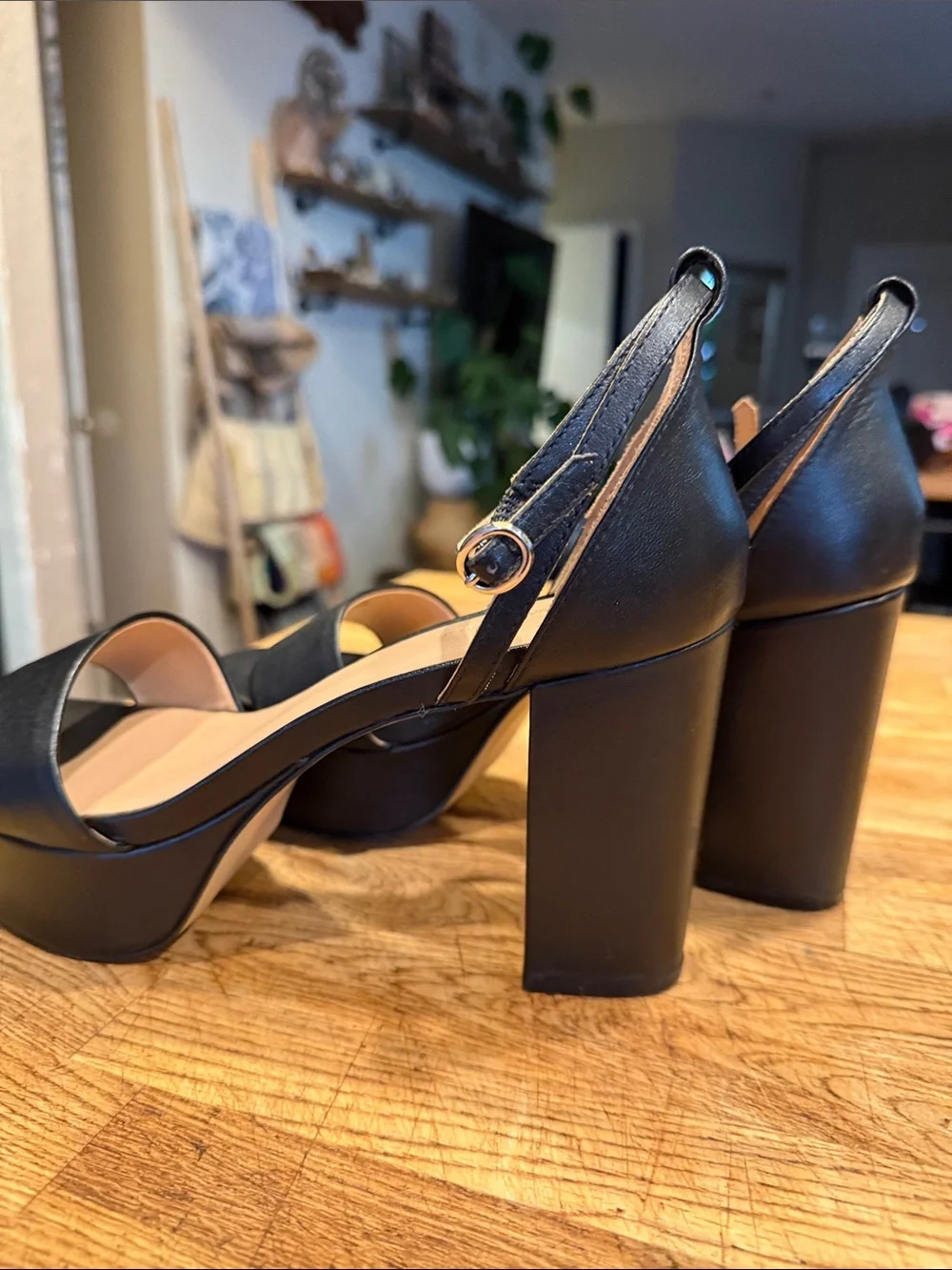 Banana Republic Black Platform Block Heel Sandals